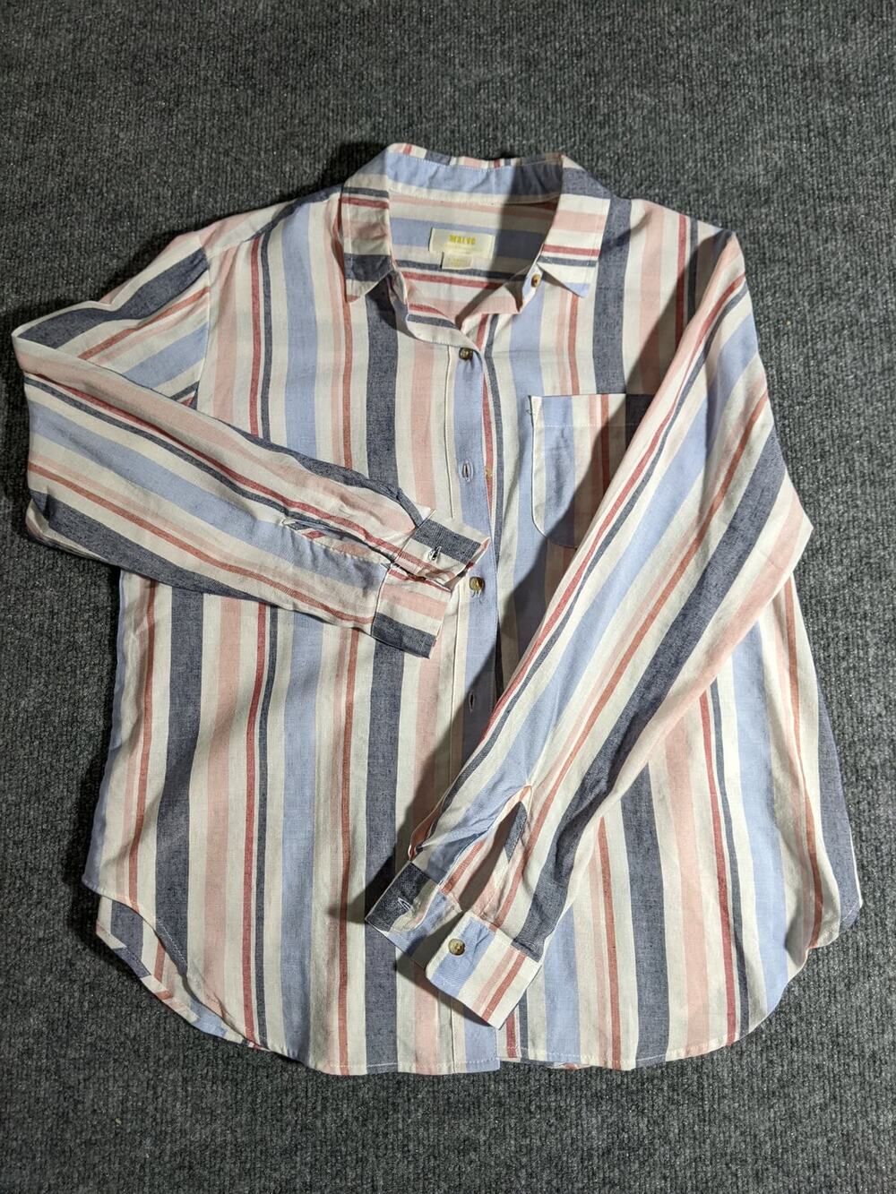 Anthropologie Maeve Striped Button Down Shirt Women’s XS Blue Pink Preppy